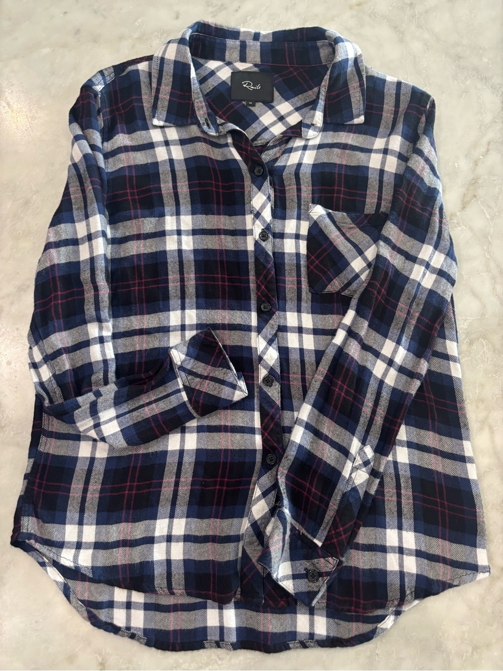 Rails Navy White Plaid Button-Down Shirt